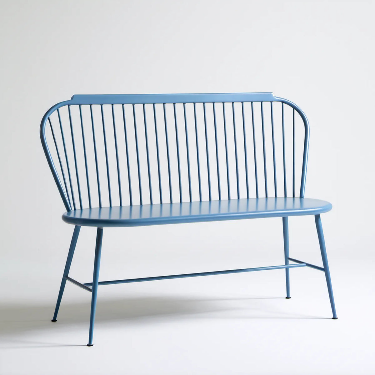 Niebieska dwuosobowa ławka stalowa 120 x 58 x 85 cm