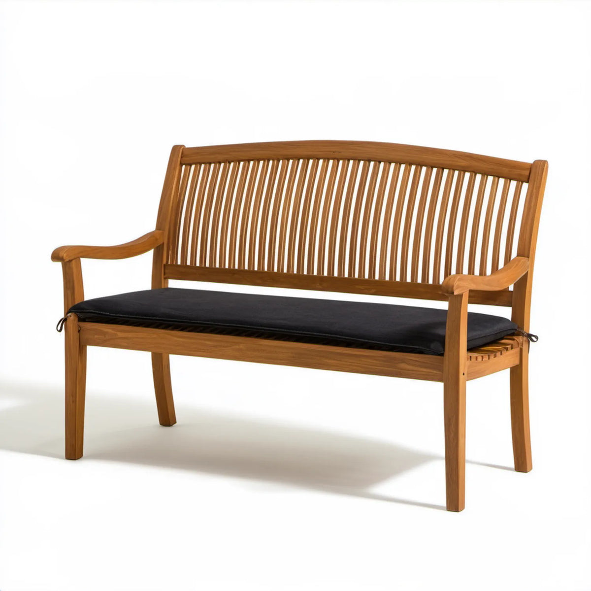 Dwuosobowa ławka ogrodowa z drewna akacjowego 120 x 65 x 90 cm, brązowa z czarną poduszką